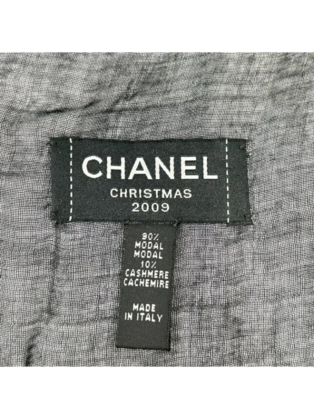 Chanel Christmas CC Logo Embroidered Cashmere Blend Shawl Scarf